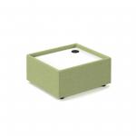 Alto modular reception seating wooden table with Ion power module - white top with endurance green base ALT50008-P-EN