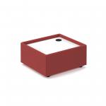 Alto modular reception seating wooden table with Ion power module - white top with extent red base ALT50008-P-ER