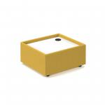 Alto modular reception seating wooden table with Ion power module - white top with lifetime yellow base ALT50008-P-LY
