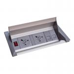 Aero fliptop in-table power module 2 x UK sockets, 2 x RJ45 sockets - grey/silver APD2PINF/1S/2D-K