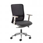 Arcade black mesh back operator chair with grey fabric seat, light grey frame and chrome base ARC300T1-G