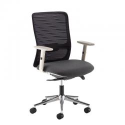 Cheap Stationery Supply of Arcade black mesh back operator chair with grey fabric seat and light grey frame and chrome base Office Statationery