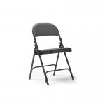Aster steel folding chair with grey upholstered seat and back - 4 Units per box AST100-K-G