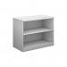 The image shows a sleek, low bookcase in a deluxe design. It measures 800mm high and has one shelf, crafted in a crisp white color. Its clean lines and modern style make it a stylish addition to any room.