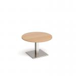 Brescia circular coffee table with flat square brushed steel base 800mm - made to order BCC800-BS