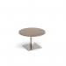 Brescia circular coffee table with flat square brushed steel base 800mm - barcelona walnut BCC800-BS-BW