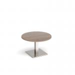 Brescia circular coffee table with flat square brushed steel base 800mm - barcelona walnut BCC800-BS-BW
