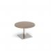 Brescia circular coffee table with flat square brushed steel base 800mm - barcelona walnut