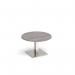 Brescia circular coffee table with flat square brushed steel base 800mm - grey oak BCC800-BS-GO