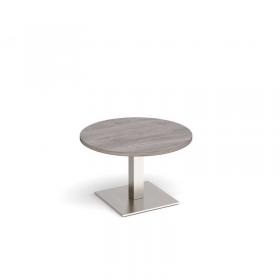 Brescia circular coffee table with flat square brushed steel base 800mm - grey oak BCC800-BS-GO