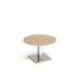 Brescia circular coffee table with flat square brushed steel base 800mm - kendal oak BCC800-BS-KO