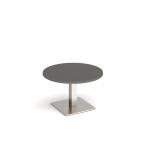 Brescia circular coffee table with flat square brushed steel base 800mm - onyx Grey BCC800-BS-OG