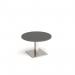 Brescia circular coffee table with flat square brushed steel base 800mm - onyx Grey BCC800-BS-OG