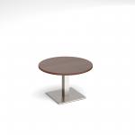 Brescia circular coffee table with flat square brushed steel base 800mm - walnut BCC800-BS-W
