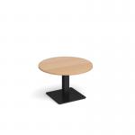Brescia circular coffee table with flat square black base 800mm - beech