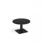 Brescia circular coffee table with flat square black base 800mm - Black BCC800-K-BK