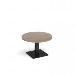 Brescia circular coffee table with flat square black base 800mm - barcelona walnut BCC800-K-BW
