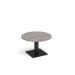 Brescia circular coffee table with flat square black base 800mm - grey oak