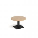 Brescia circular coffee table with flat square black base 800mm - kendal oak BCC800-K-KO