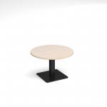 Brescia circular coffee table with flat square black base 800mm - maple