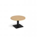 Brescia circular coffee table with flat square black base 800mm - oak