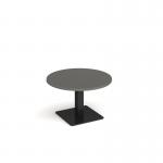 Brescia circular coffee table with flat square black base 800mm - Onyx Grey BCC800-K-OG
