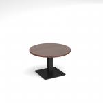 Brescia circular coffee table with flat square black base 800mm - walnut
