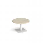 Brescia circular coffee table with flat square white base 800mm - made to order BCC800-WH