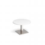 Brescia circular coffee table with flat square white base 800mm - made to order BCC800-WH