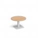 Brescia circular coffee table with flat square white base 800mm - beech BCC800-WH-B