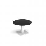 Brescia circular coffee table with flat square white base 800mm - Black BCC800-WH-BK