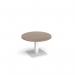 Brescia circular coffee table with flat square white base 800mm - barcelona walnut BCC800-WH-BW