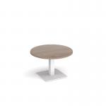 Brescia circular coffee table with flat square white base 800mm - barcelona walnut BCC800-WH-BW