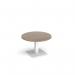 Brescia circular coffee table with flat square white base 800mm - barcelona walnut