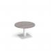 Brescia circular coffee table with flat square white base 800mm - grey oak BCC800-WH-GO