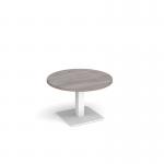 Brescia circular coffee table with flat square white base 800mm - grey oak BCC800-WH-GO
