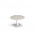 Brescia circular coffee table with flat square white base 800mm - Light Grey BCC800-WH-LG