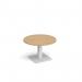 Brescia circular coffee table with flat square white base 800mm - oak BCC800-WH-O