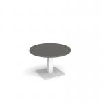 Brescia circular coffee table with flat square white base 800mm - Onyx Grey BCC800-WH-OG