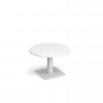 Brescia circular coffee table with flat square white base 800mm - white