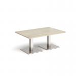 Brescia rectangular coffee table with flat square brushed steel bases 1200mm x 800mm - made to order BCR1200-BS