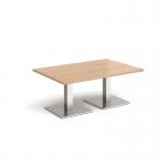 Brescia rectangular coffee table with flat square brushed steel bases 1200mm x 800mm - made to order BCR1200-BS