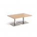Brescia rectangular coffee table with flat square brushed steel bases 1200mm x 800mm - made to order