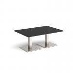Brescia rectangular coffee table with flat square brushed steel bases 1200mm x 800mm - Black BCR1200-BS-BK