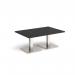 Brescia rectangular coffee table with flat square brushed steel bases 1200mm x 800mm - Black BCR1200-BS-BK