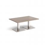 Brescia rectangular coffee table with flat square brushed steel bases 1200mm x 800mm - barcelona walnut BCR1200-BS-BW