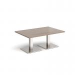 Brescia rectangular coffee table with flat square brushed steel bases 1200mm x 800mm - barcelona walnut BCR1200-BS-BW