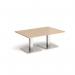 Brescia rectangular coffee table with flat square brushed steel bases 1200mm x 800mm - kendal oak BCR1200-BS-KO