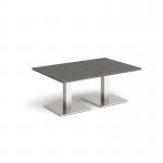 Brescia rectangular coffee table with flat square brushed steel bases 1200mm x 800mm - Onyx Grey BCR1200-BS-OG