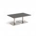 Brescia rectangular coffee table with flat square brushed steel bases 1200mm x 800mm - Onyx Grey BCR1200-BS-OG